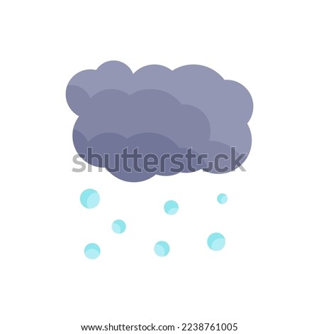 Cloud and hail in cartoon style. Weather concept, flat style hail illustration