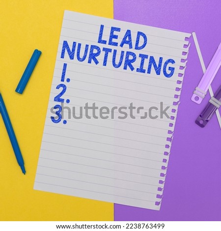 Text caption presenting Lead Nurturing. Concept meaning method of building a relationship with potential customers