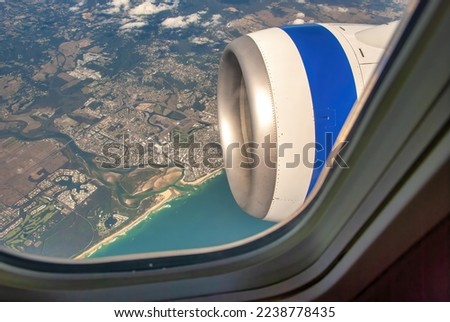 Queensland coastline as seen from an aircraft viewpoint, Australia.