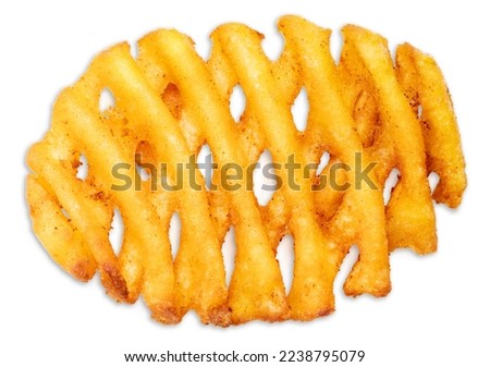 Fried Wafer Potato isolated on white background, Fried wafer potato on white With clipping path. Royalty-Free Stock Photo #2238795079