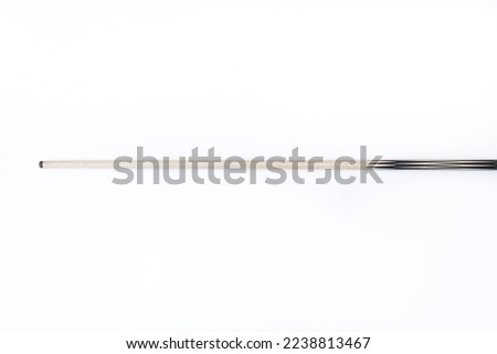 Billiard cues on a white background. Parts of a billiard cue close-up. Live photos of a billiard cue. Royalty-Free Stock Photo #2238813467