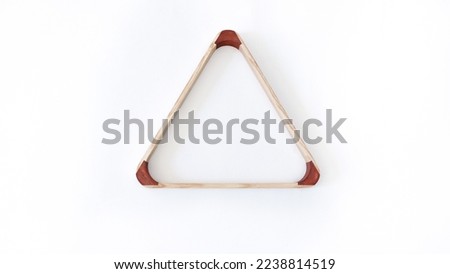 Triangle, accessories for the sport of playing billiards. Billiard triangle isolated on white background. Royalty-Free Stock Photo #2238814519
