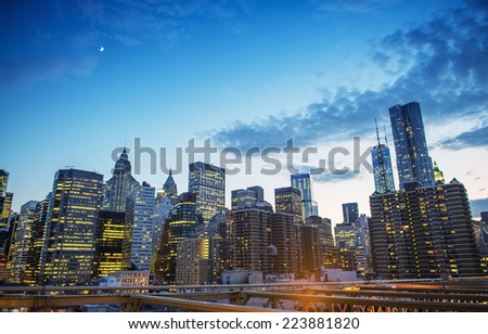 Lower Manhattan at spring night.