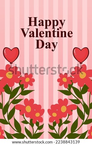 banner for valentine's day, with vector illustration of flowers and love on a pink background