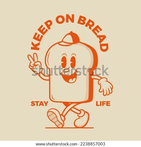 Bread Character, Retro Mascot Character Royalty-Free Stock Photo #2238857003