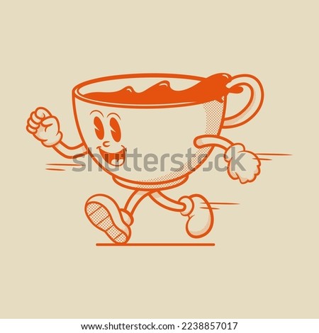Espresso Coffee Cup Character, Retro Mascot Character Royalty-Free Stock Photo #2238857017