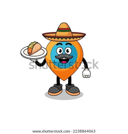 Character cartoon of location symbol as a mexican chef , character design