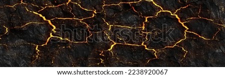 Cracked volcanic bedrock with lava flow underneath Royalty-Free Stock Photo #2238920067