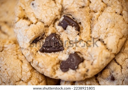 Chocolate Chip Cookie. Big Authentic Fudgy Chocolate Chip Cookie Closeup Texture Royalty-Free Stock Photo #2238921801
