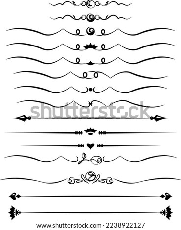 black and white set of delimiters for text, dividers Royalty-Free Stock Photo #2238922127