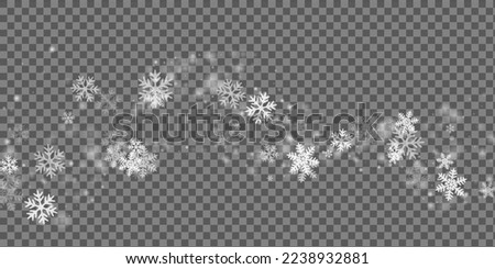 Simple falling snowflakes composition. Winter dust freeze granules. Snowfall sky white transparent background. Many snowflakes new year theme. Snow hurricane landscape. Royalty-Free Stock Photo #2238932881