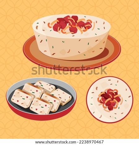 Traditional Chinese New Year Food, turnip cake in three perspectives  Royalty-Free Stock Photo #2238970467
