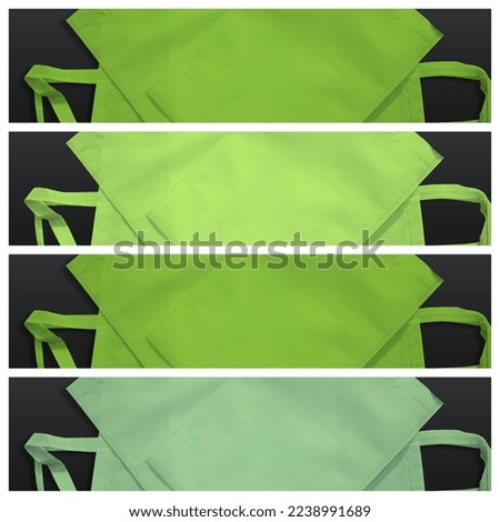 Assorted Color ECO Friendly Fabric bags isolated on black background. Fabric material non woven bags. Package collection reusable tote eco bags.