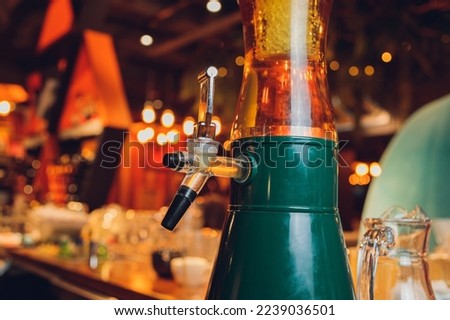 Glasses with cold beer and snack on table Royalty-Free Stock Photo #2239036501