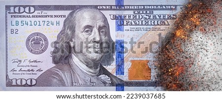 Burning one hundred dollar bill. Washington US financial crisis, lockdown and inflation