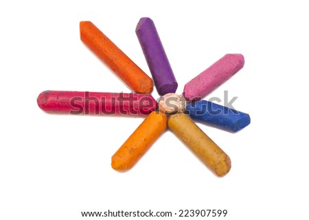colored chalk for drawing on a white background 