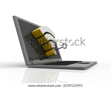 3d illustration WiFi key symbol with laptop
