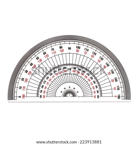 Semi-Circle protractor isolated on white background Royalty-Free Stock Photo #223913881