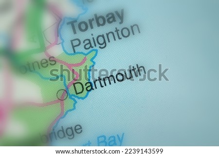 Dartmouth, United Kingdom atlas map town name - tilt-shift
