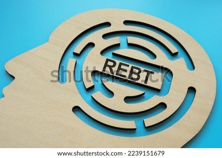 A Head with labyrinth and inscription REBT Rational Emotive Behavior Therapy. Royalty-Free Stock Photo #2239151679