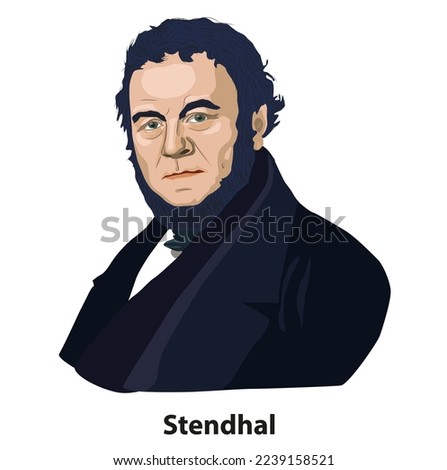 Stendhal, Vector illustration portrait.
Marie-Henri Beyle - Stendhal (1783 - 1842)  French novelist.
French realist writer. He lived in France and Italy. 