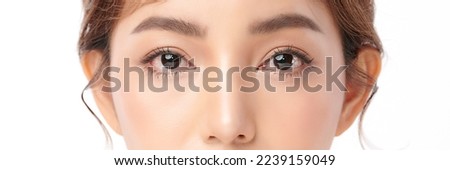 close up of beauty asia woman eye on white background. Royalty-Free Stock Photo #2239159049