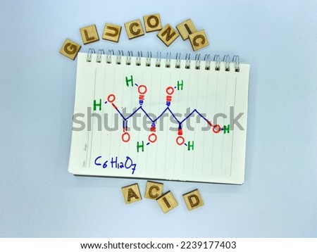 Gluconic acid, organic acids, chemical structure, health benefits, honey, natural sources Royalty-Free Stock Photo #2239177403