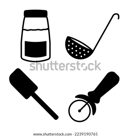 kitchen set vector icon isolated on white background, vector illustration, cookware, kitchenware