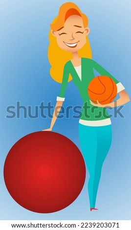 girl fitness athlete with balls