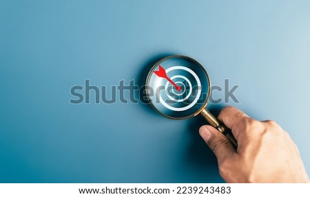 Magnifier glass focus to target icon which for planning development leadership and customer target group concept.	 Royalty-Free Stock Photo #2239243483