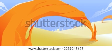 Desert landscape illustration with stone and rock. vector illustration for banner, wallpaper

