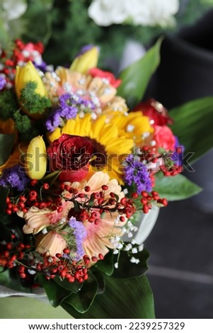 Floral bouquet prepared for Christmas.