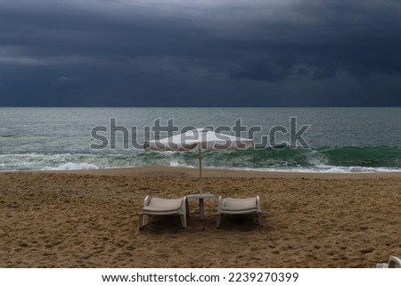 Seascape before the storm.sand beach Black sea
