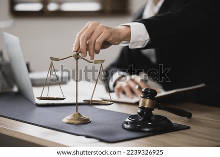 lawyer working on table office, law and justice concept, Selective focus.