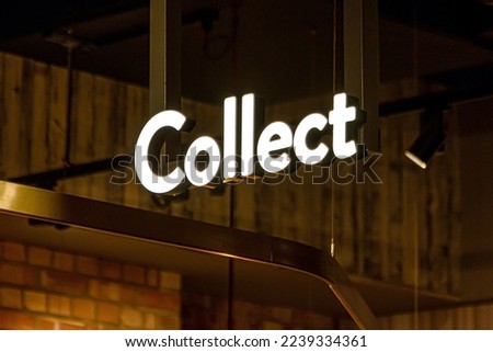 Neon sign collect on industrial background