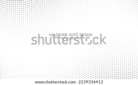 Abstract halftone gray dots gradient on white background, Curved twisted slanting design or waved lines pattern, Templates for business cards, brochures, posters, covers.