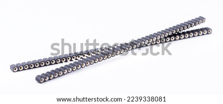 plug-in pins for electronic components and arduino kits isolated on white background.