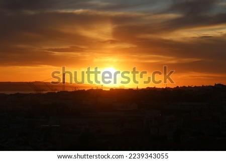 Sunset over the city in Portugal