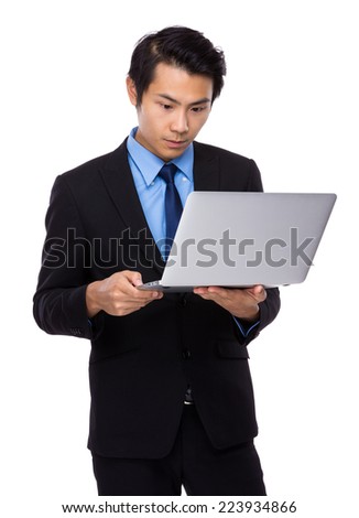 Businessman use of notebook computer