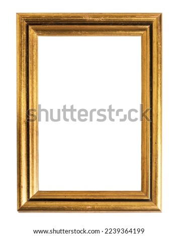 Old golden frame isolated on white background