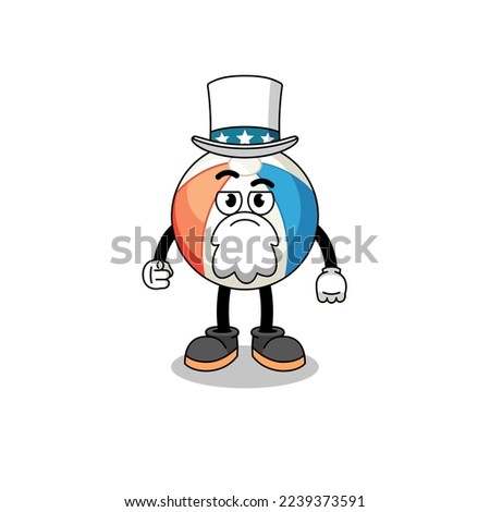 Illustration of beach ball cartoon with i want you gesture , character design