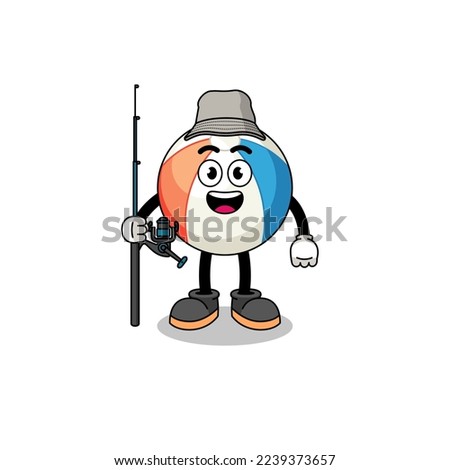 Mascot Illustration of beach ball fisherman , character design