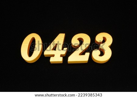 Wooden Arabic numerals painted in gold over a black background visible as a 3D illustration" or "3D rendering.