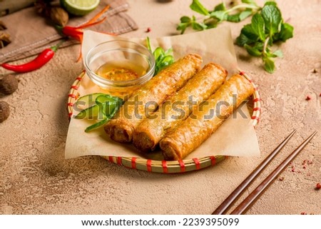 fried Spring Roll with pork and vegetables , Vietnamese Food Royalty-Free Stock Photo #2239395099