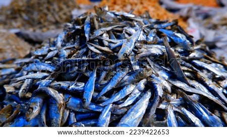 Various types of dried anchovies are sold in markets in Indonesia