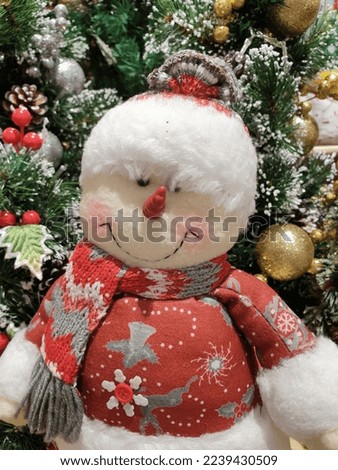 Cute snowman decorated celebrate the Christmas festival. xmas background.