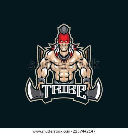 Tribe mascot logo design vector with modern illustration concept style for badge, emblem and t shirt printing. Tribe illustration for sport and esport team.