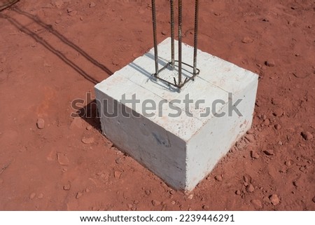 foundation post or footing concrete work at construction site Royalty-Free Stock Photo #2239446291
