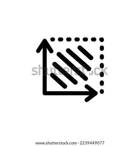 Square area icon. Coordinate axes sign. Coordinate system Flat math graph icon. Measuring land area. Place dimension pictogram. Vector outline illustration isolated on white background. Royalty-Free Stock Photo #2239449077