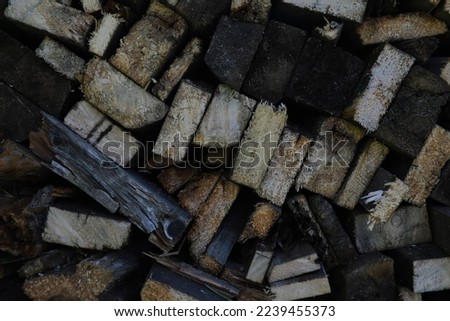 Part of a wood pile with cut needle wood. Wood industry.